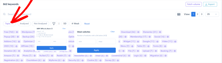 Lowfruits-KW-Analysis-Filters-ISITWP-Detektor Tema WordPress Gratis lowfruits keyword analysis filters