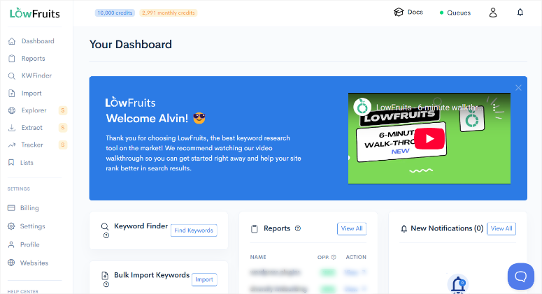Lowfruits -Dashboard - ISITWP - Detektor Tema WordPress Gratis lowfruits dashboard