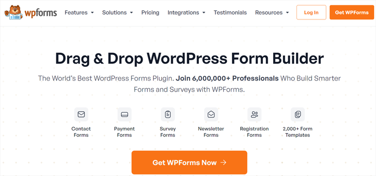 WPFORMS -HOMEPAGE - ISITWP - Detektor Tema WordPress Gratis wpforms homepage