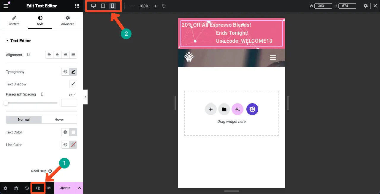 Comment ajouter une barre supérieure dans WordPress avec Elementor 13 Make your Top Bar Mobile Responsive