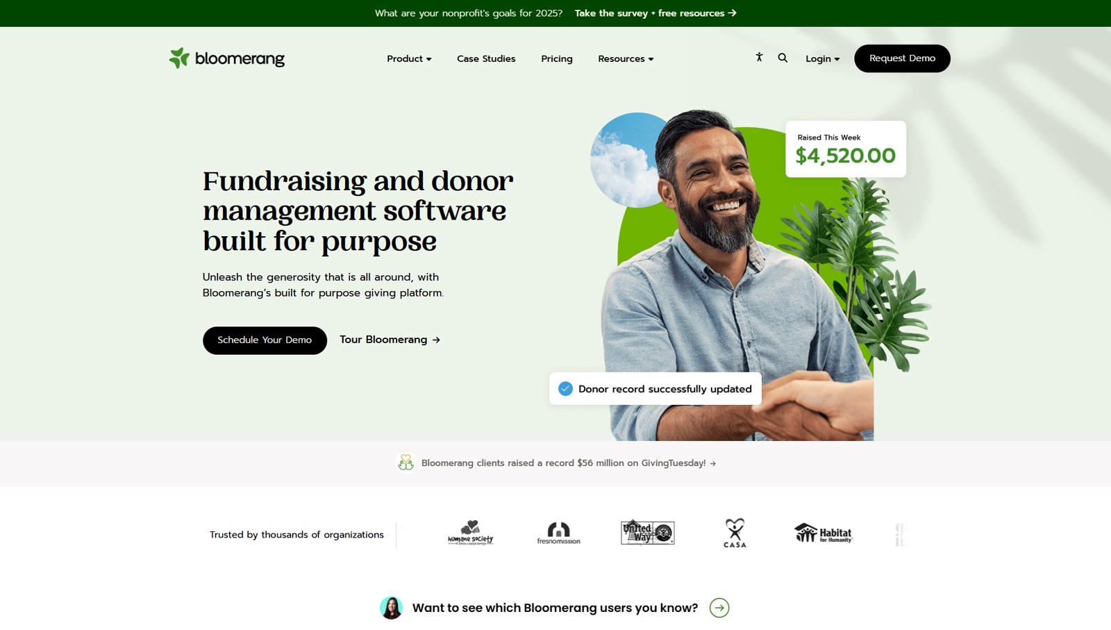 Graphique de Bloomerang, une application efficace de gestion d'événements pour les organisations à but non lucratif avec marketing d'événements.