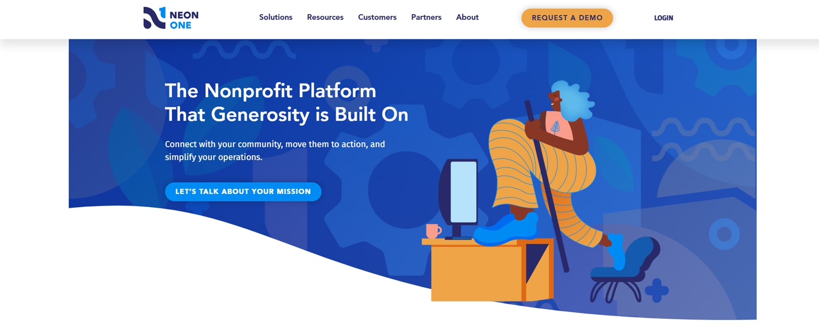 Représentation de Neon One, une solution flexible pour les organisations caritatives avec un CRM intégré pour une meilleure gestion des supporters.