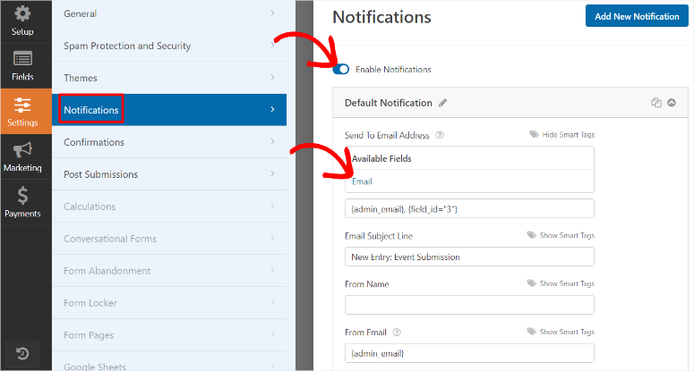 WPForms -Enable -Notifications - isitwp - kostenloser WordPress -Themendetektor wpforms enable notifications