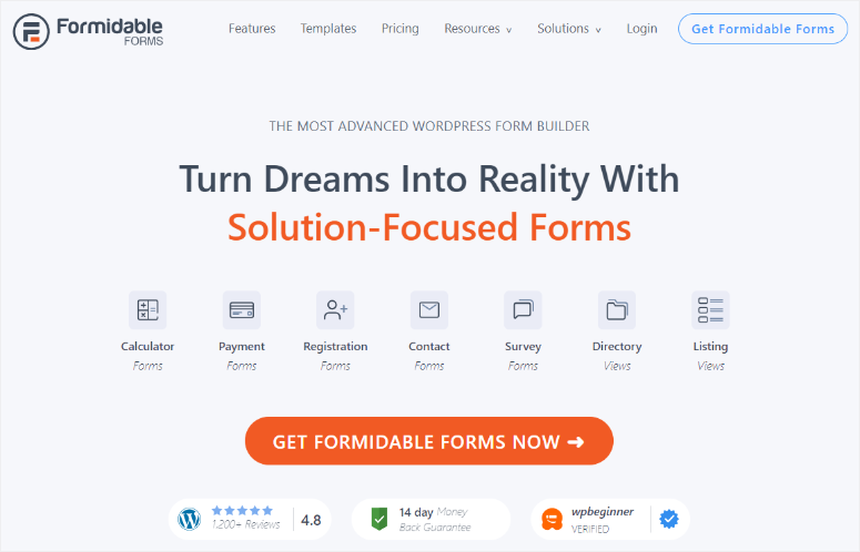 fantastisch -formen -homepage - isitwp - kostenloser WordPress -Themendetektor formidable forms homepage