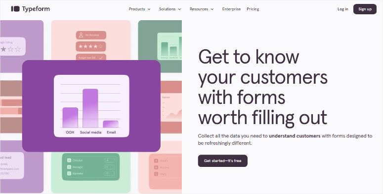TypeForm -HomePage - isitwp - kostenloser WordPress -Themendetektor typeform homepage