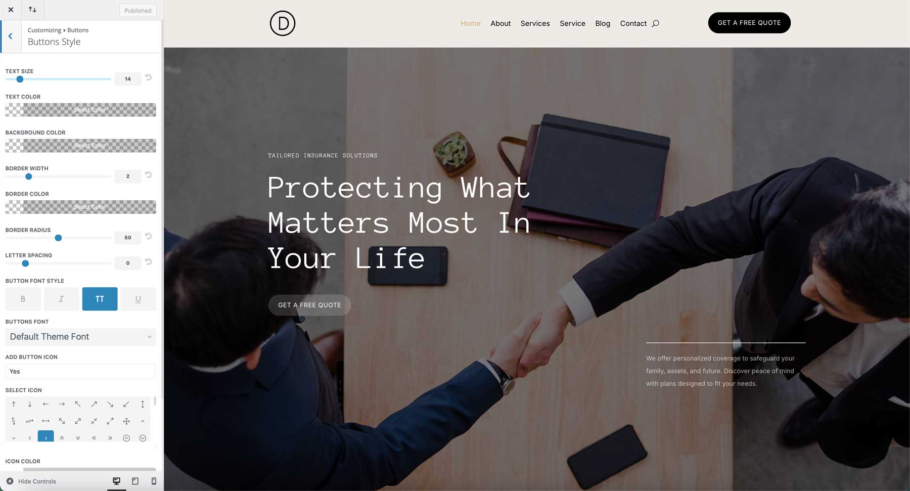 Sito di avviamento assicurativo per Divi
