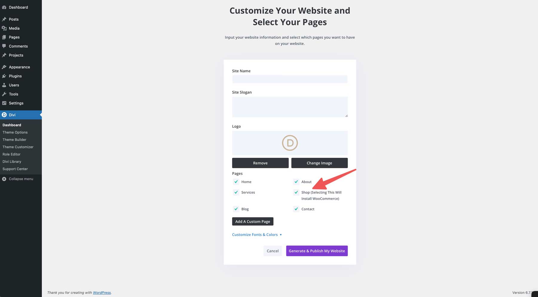 Sito di avviamento assicurativo per Divi