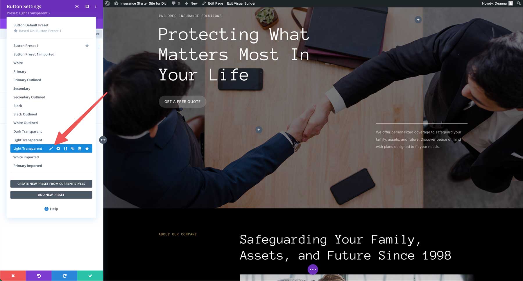 Sito di avviamento assicurativo per Divi