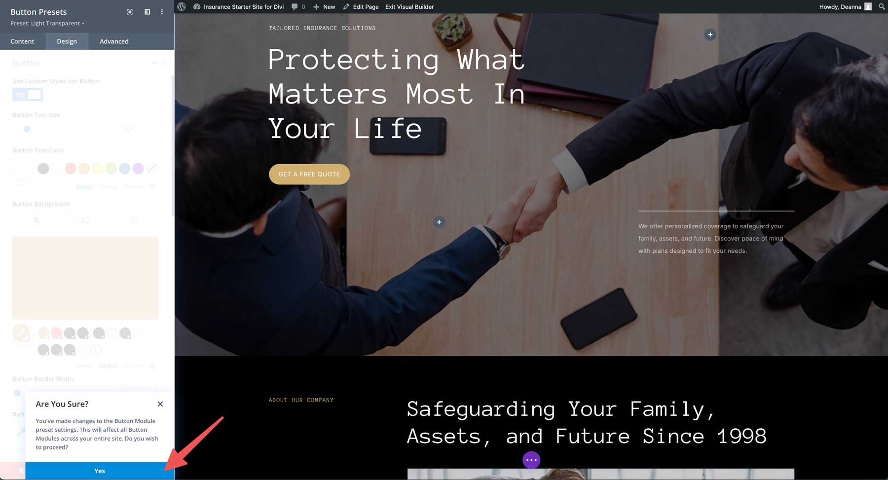 Sito di avviamento assicurativo per Divi