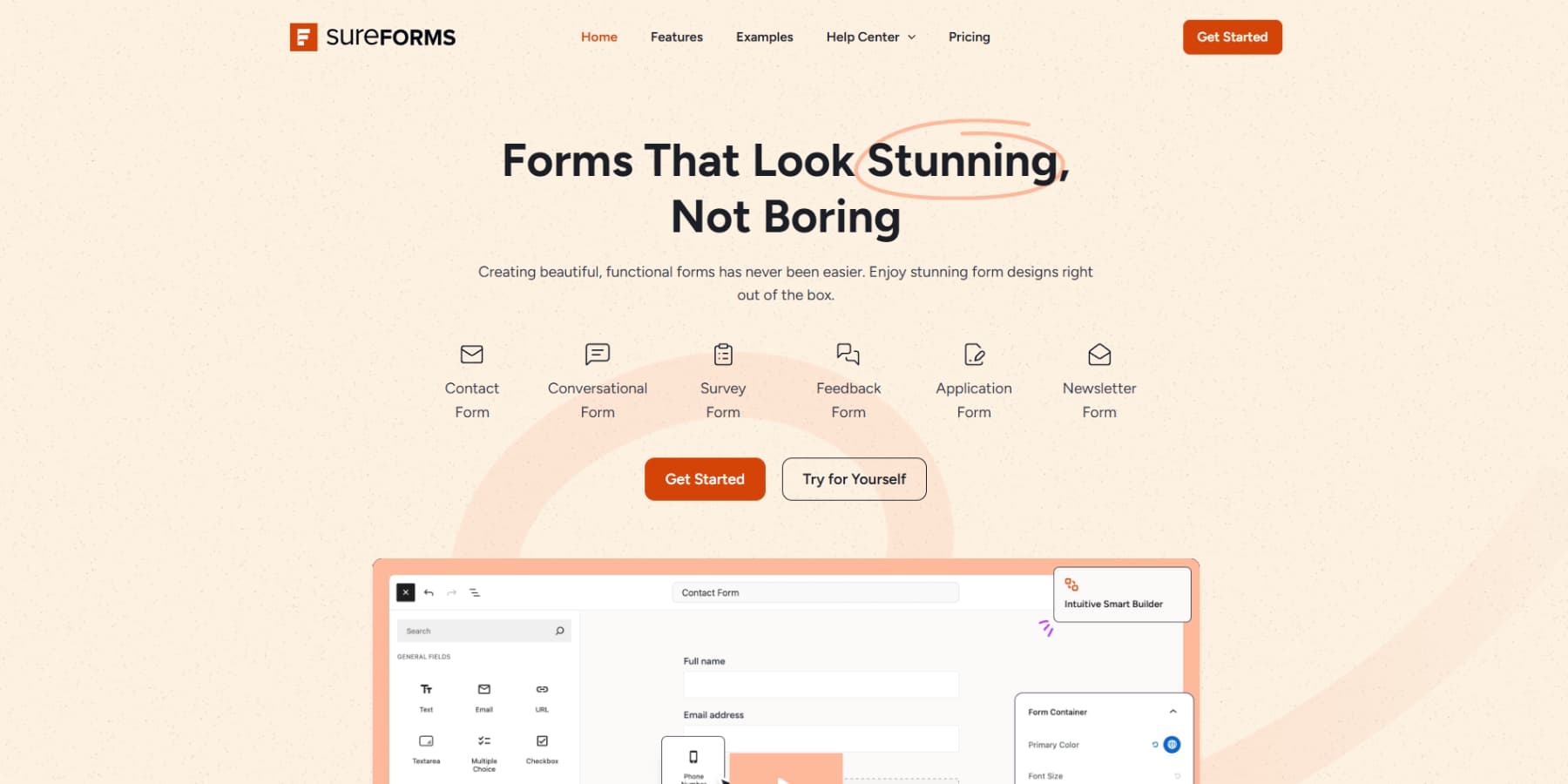 Sureformsのホームページのスクリーンショット