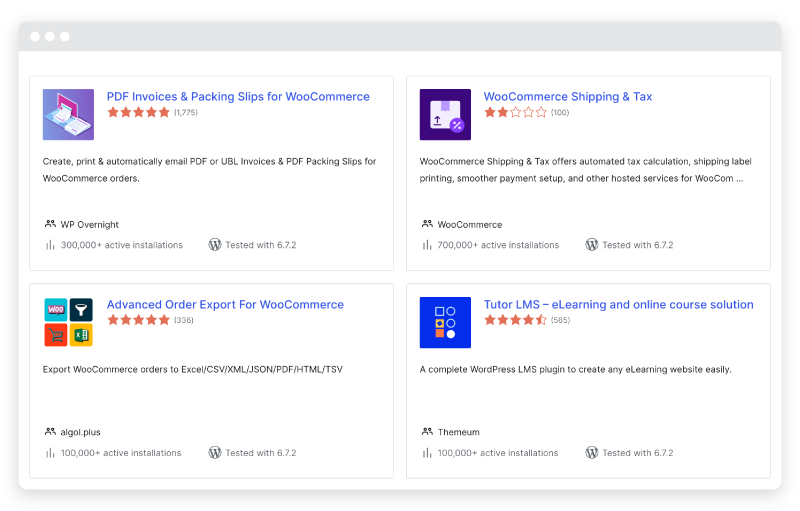 Beispiele für WordPress -Plugins für Steuern im offiziellen Repository.