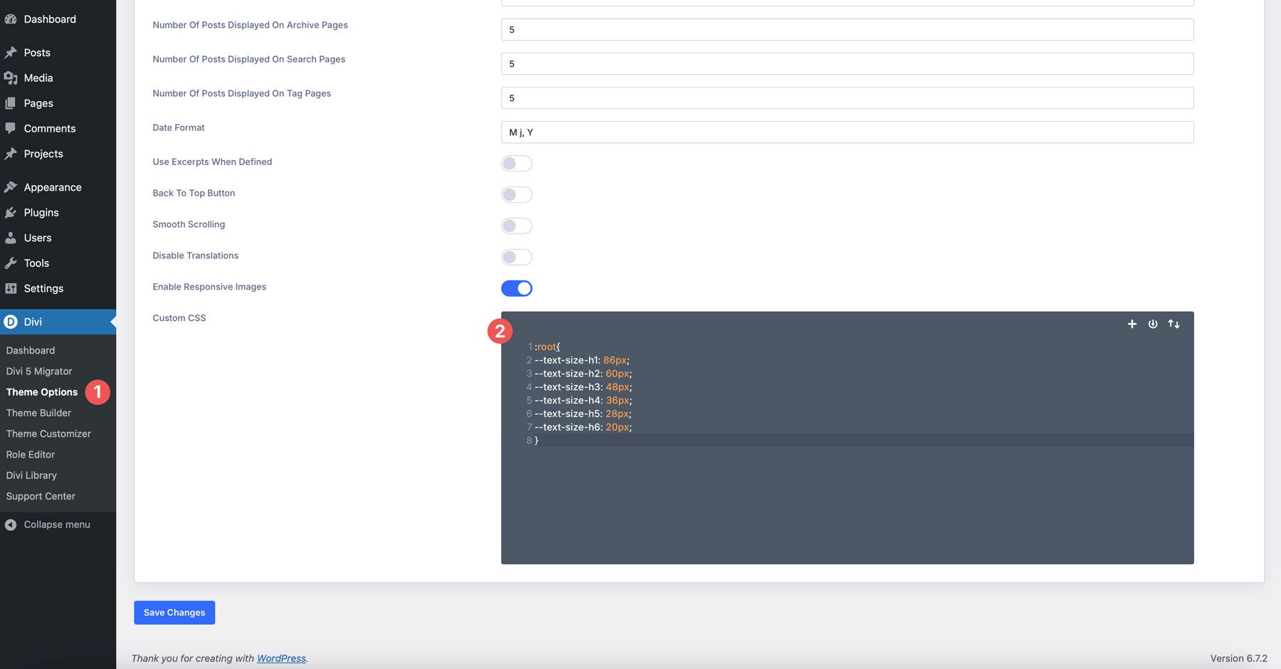 Divi 5 CSS 변수
