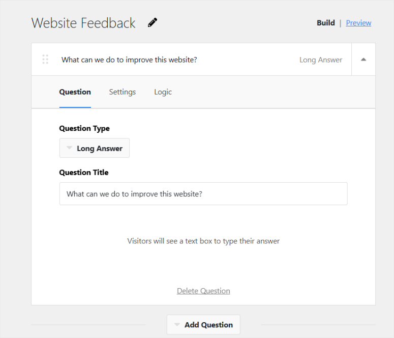 userfeedback customize questions