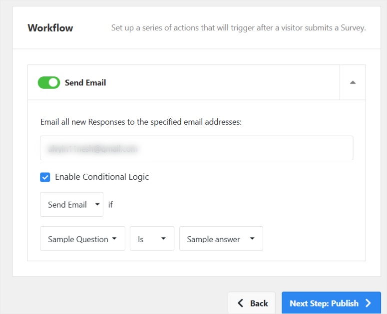 userfeedback set survey email