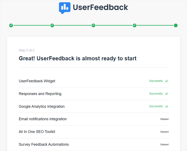 userfeedback install features wizard