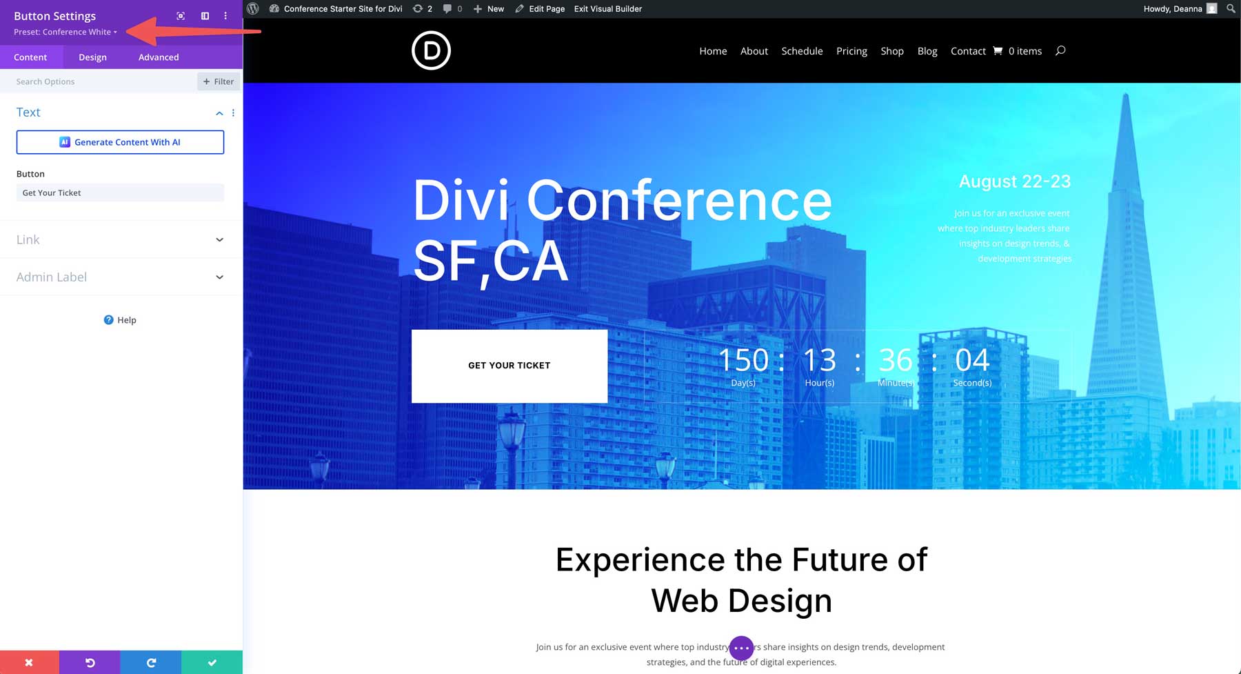 Situs Starter Konferensi untuk Divi