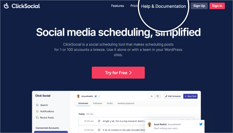 ClickSocial-Help-Documentation-Link-ISITWP-Darmowy detektor motywów WordPress clicksocial help documentation link