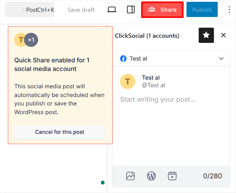 ClickSocial -Block -Editor - ISITWP - darmowy detektor motywów WordPress clicksocial block editor