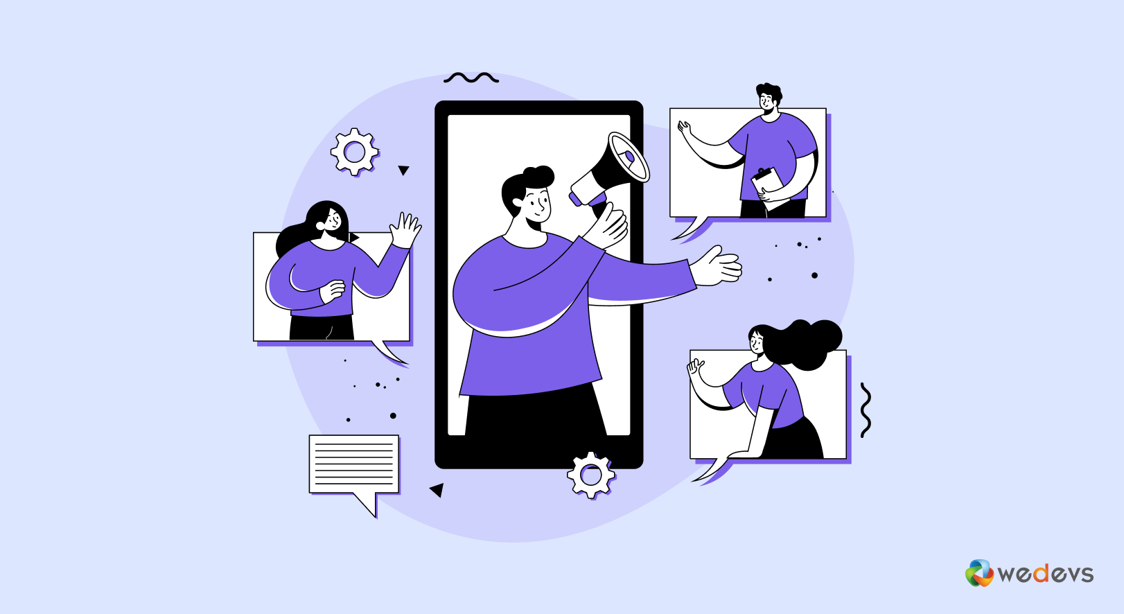 Esta imagen muestra que un grupo de personas está creando un sitio web de una página.