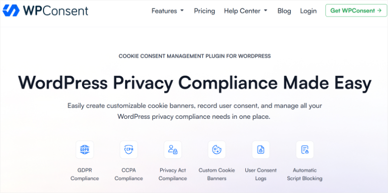 WPConsent -Homepage - ISITWP - Rilevatore di temi WordPress gratuito wpconsent homepage