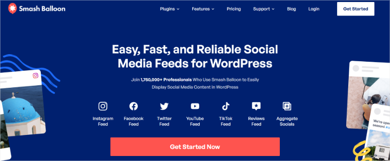 Smash -Balloon -Homepage - ISITWP - Rilevatore di temi WordPress gratuito smash balloon homepage