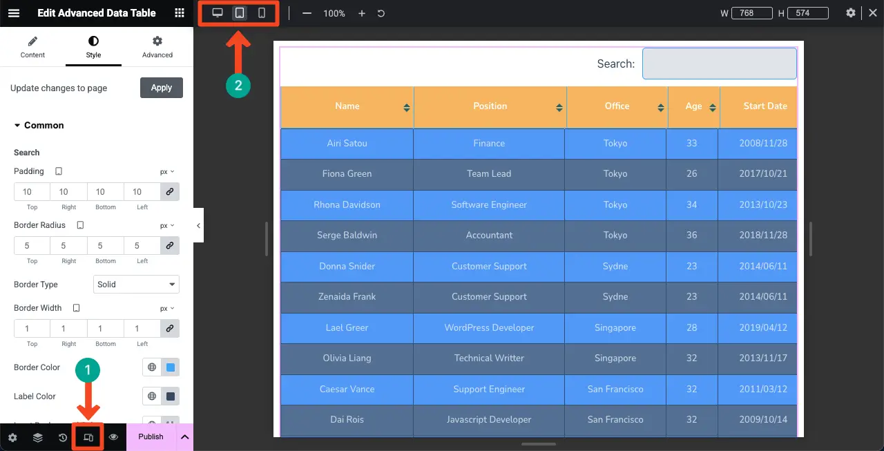 WordPress 테이블에 Google 시트를 포함시키고 정렬 가능한 23 Make the Table Mobile Responsive