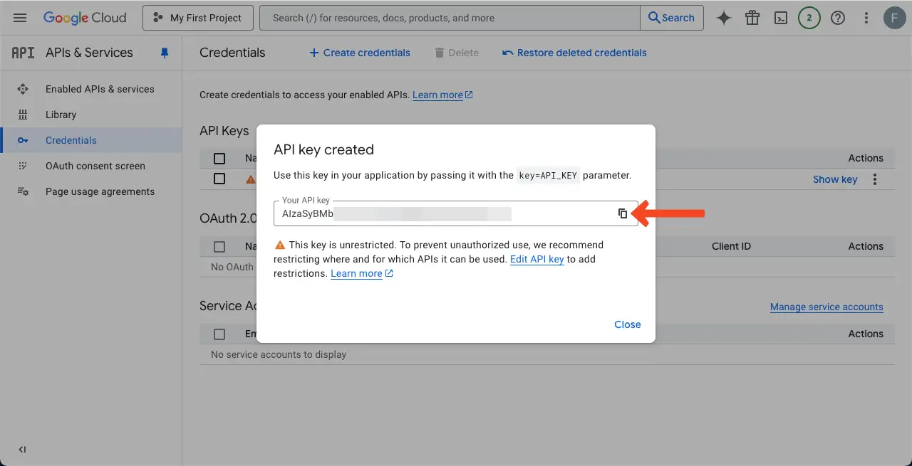 WordPress 테이블에 Google 시트를 포함시키고 정렬 가능한 8 Get Your Google API Key