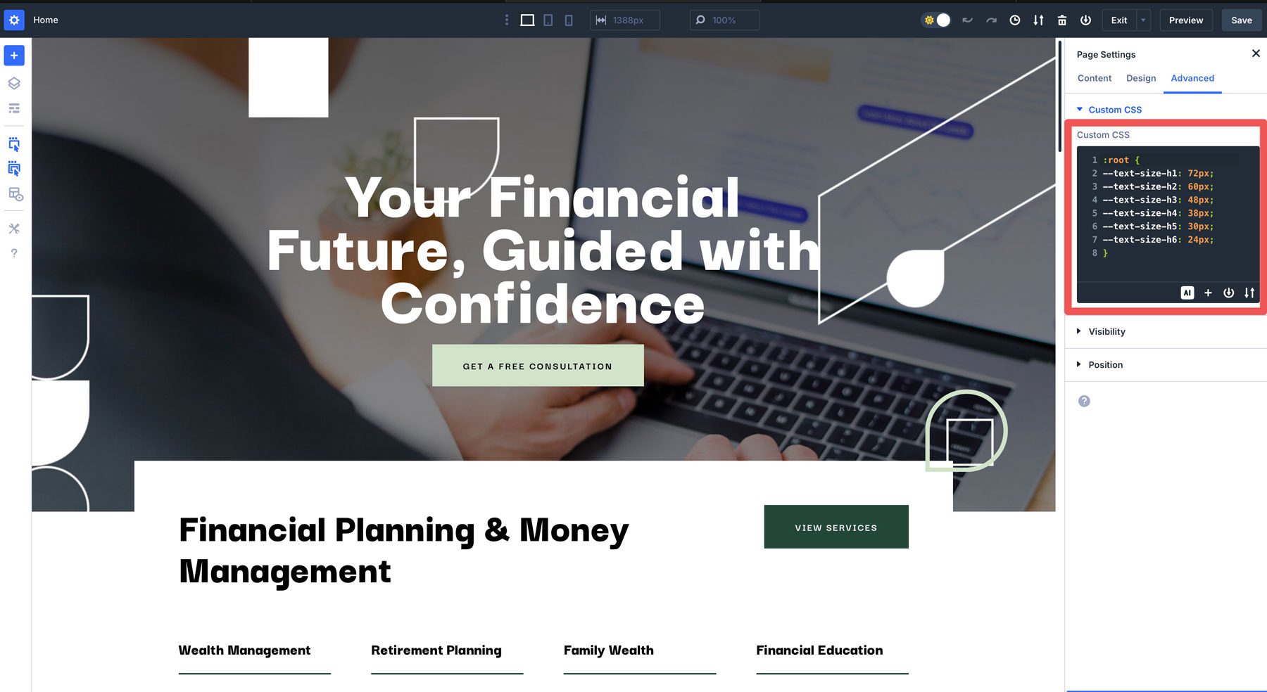 Divi Page CSS personalizado