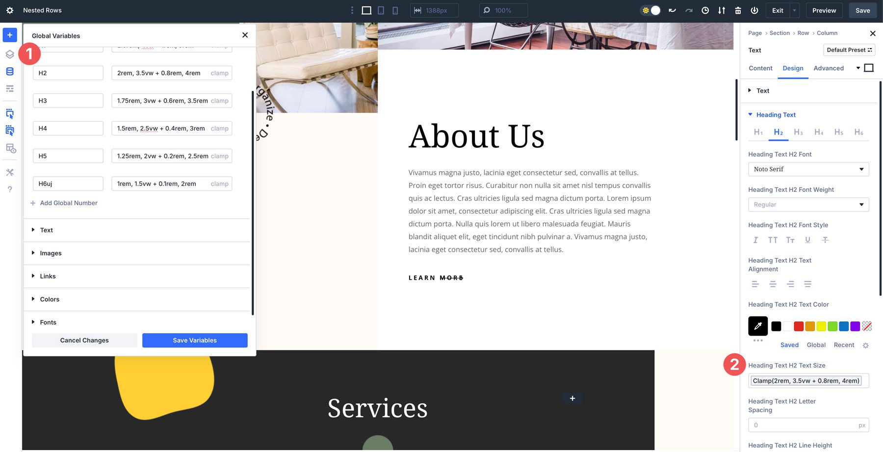 Divi 5 디자인 변수 및 고급 장치