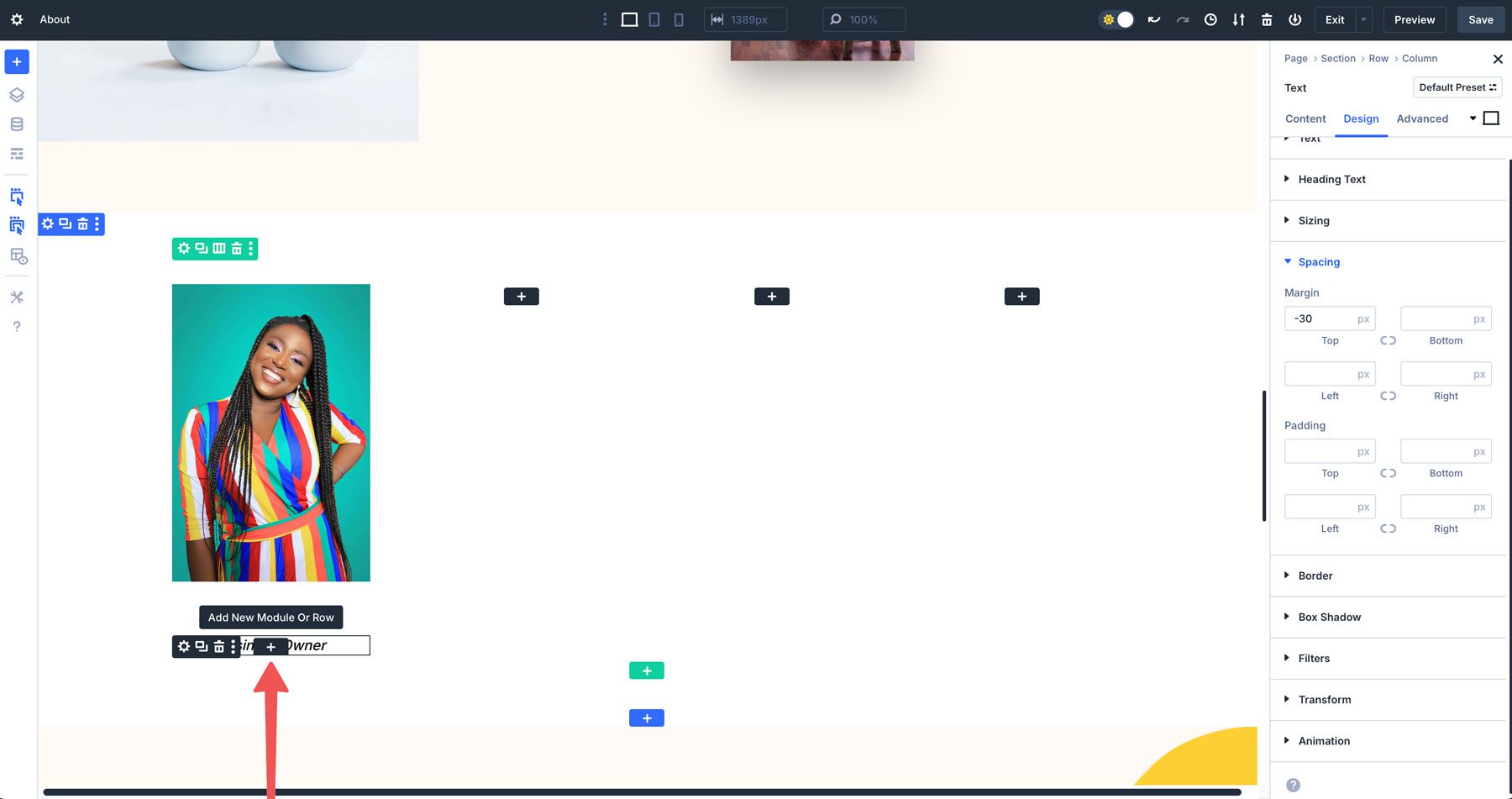 Divi 5의 중첩 행