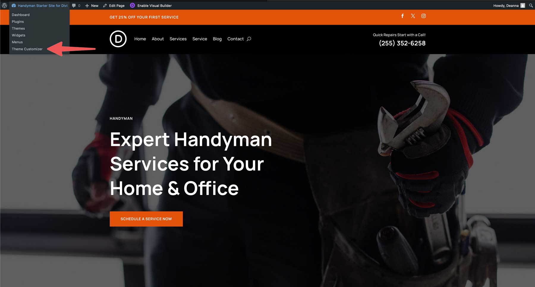 Handwerker Starter Site für Divi