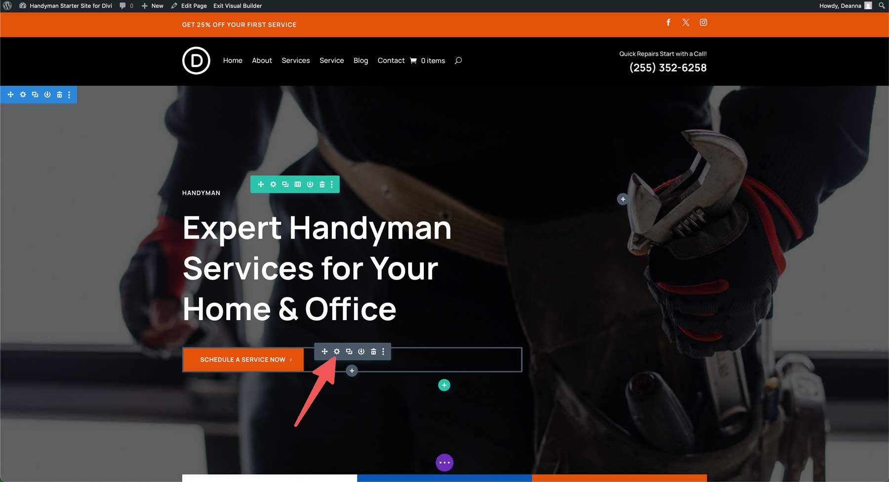 Handwerker Starter Site für Divi