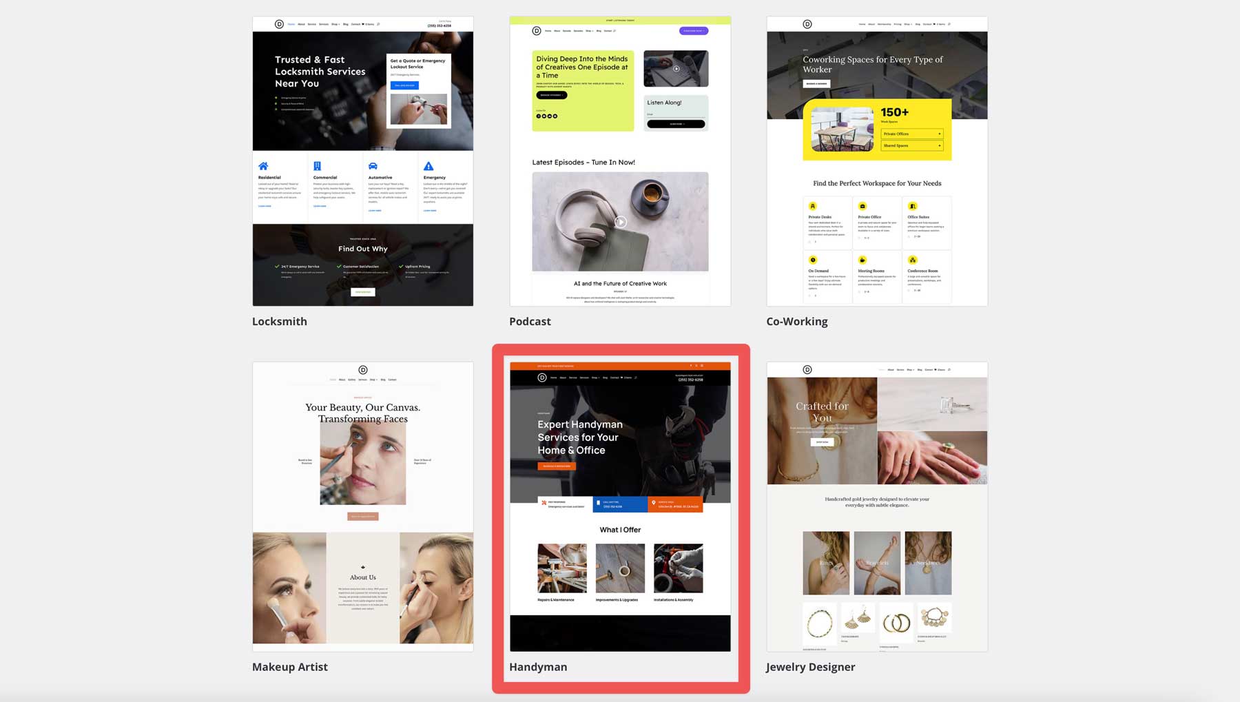 Handwerker Starter Site für Divi