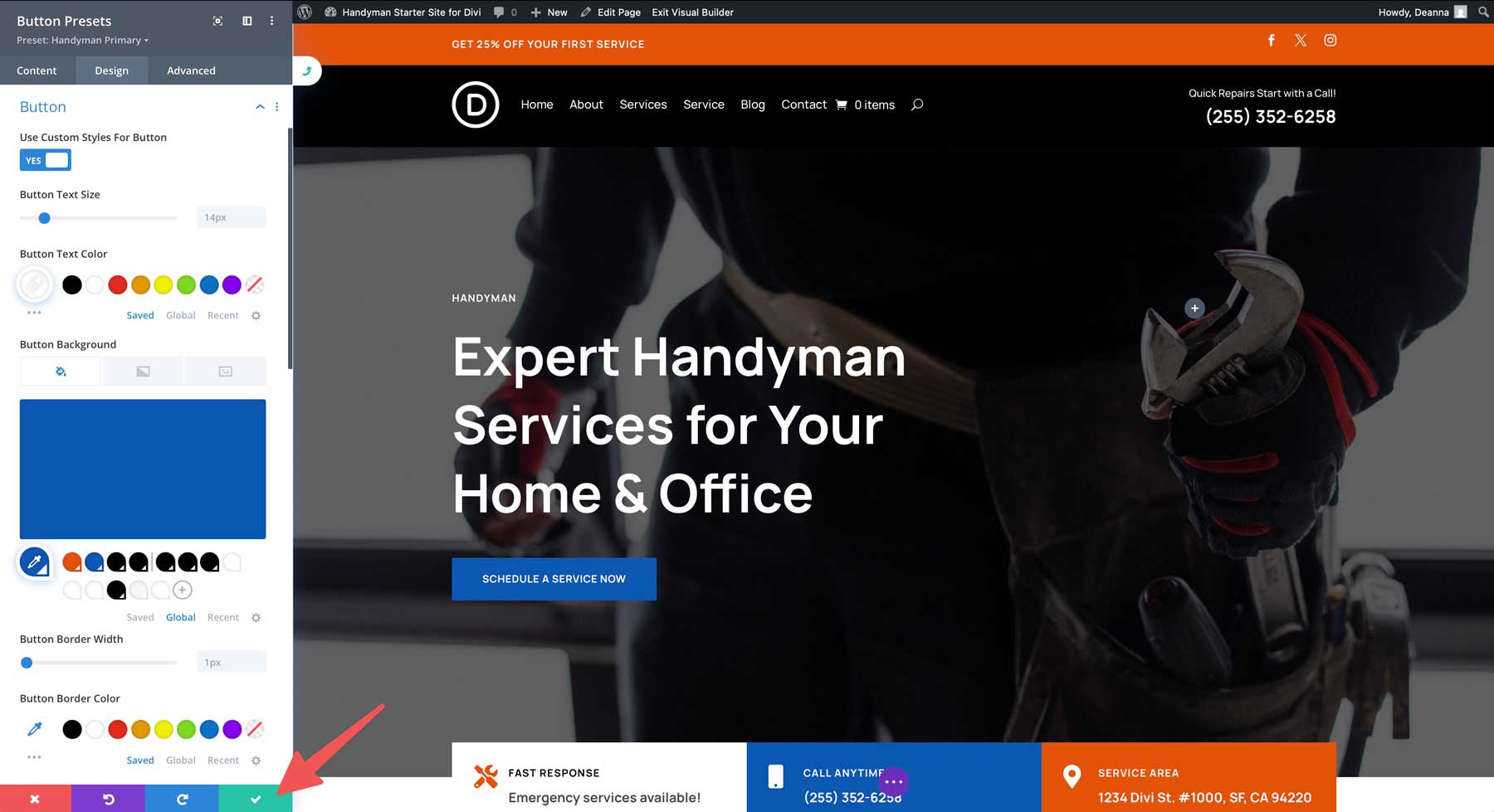 Handwerker Starter Site für Divi