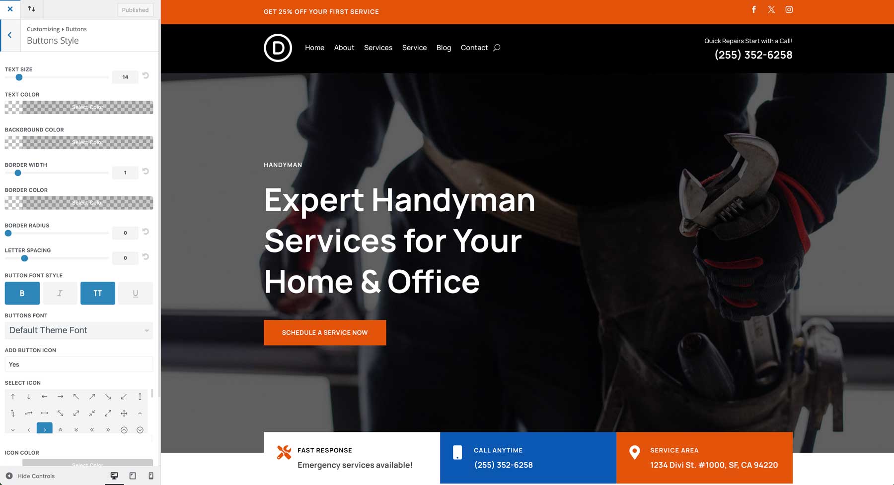 Handwerker Starter Site für Divi