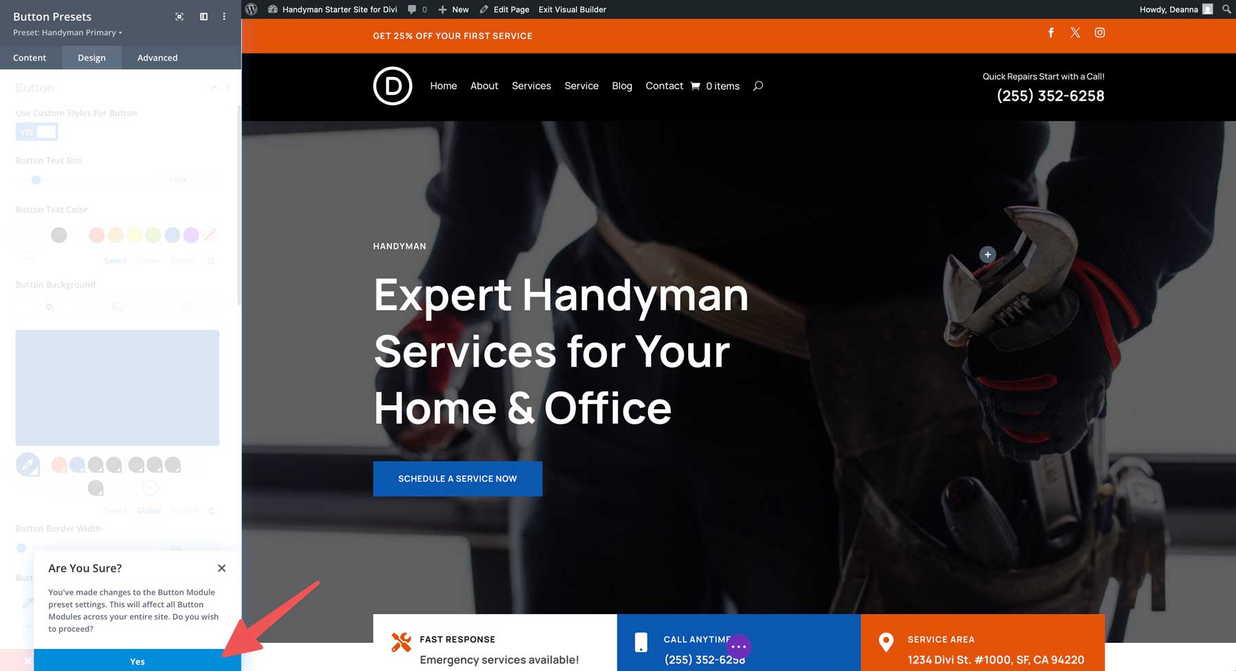 Handwerker Starter Site für Divi