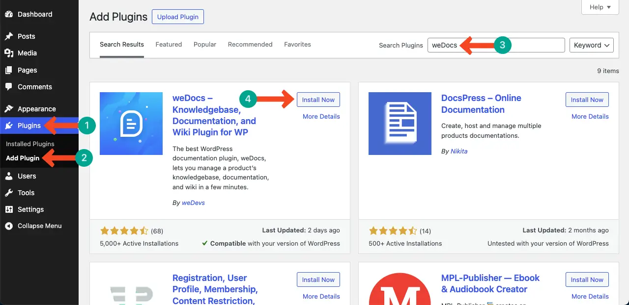 Instalar e ativar Wedocs
