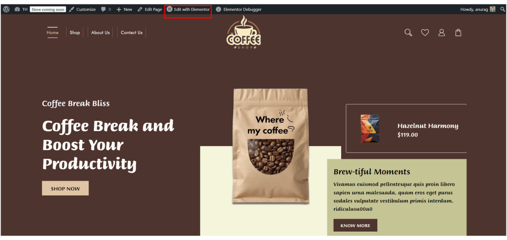 Nou șablon de site-uri pentru cafenea (instalare cu un singur clic) 26 coffee shop elementor