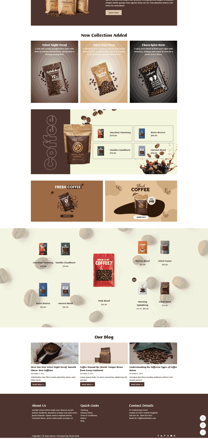 Nou șablon de site-uri pentru cafenea (instalare cu un singur clic) 2 coffee store