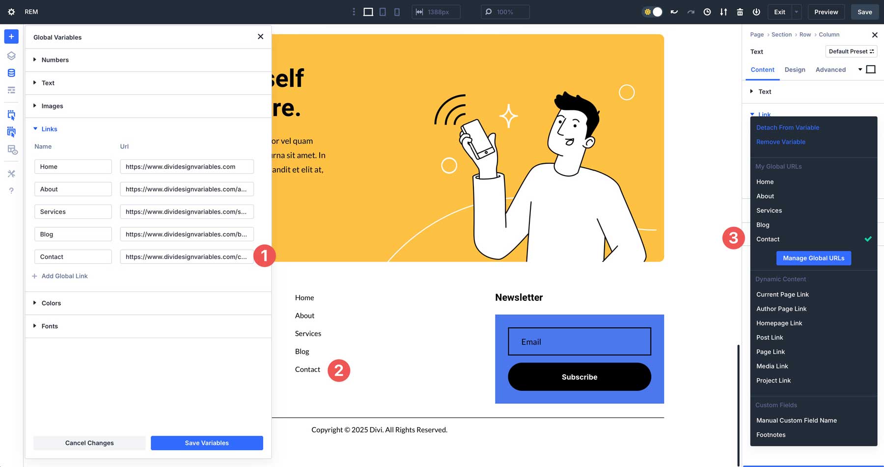 Divi 5中的鏈接變量