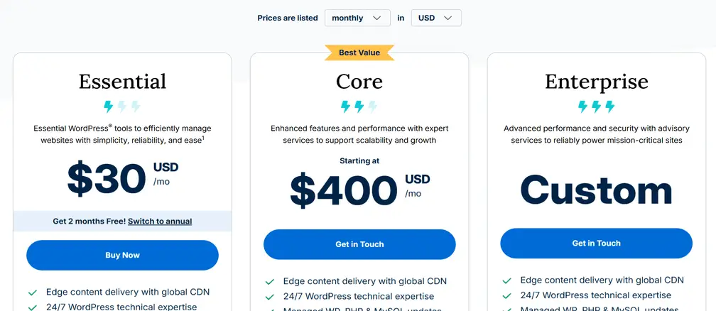 Pressable vs WP Engine: Ce furnizor de găzduire este mai bun? 4 wp engine pricing plans 213