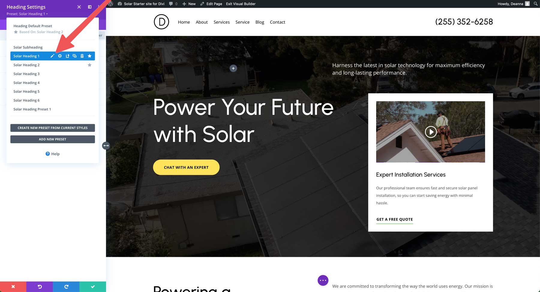 Site de pornire solară pentru divi