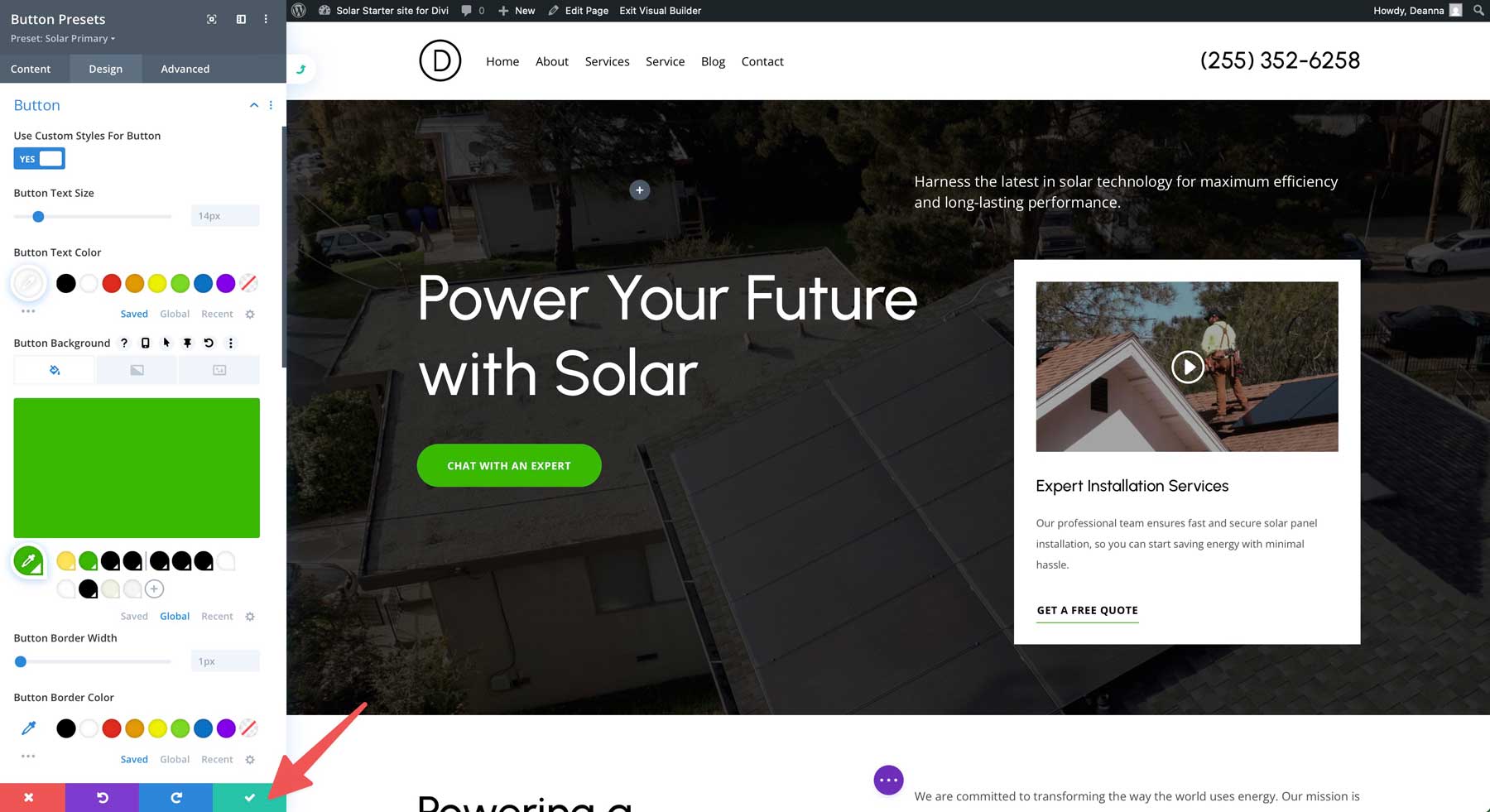 Site de pornire solară pentru divi