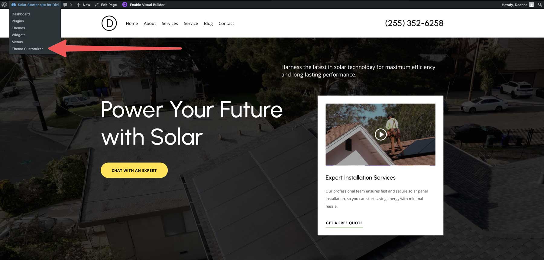 Site de pornire solară pentru divi