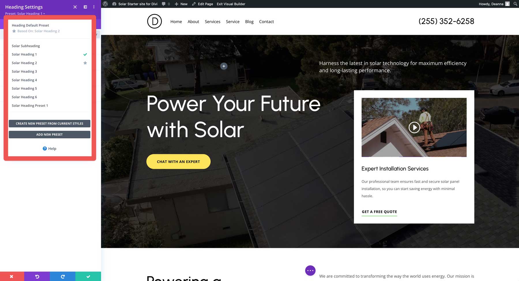 Site de pornire solară pentru divi