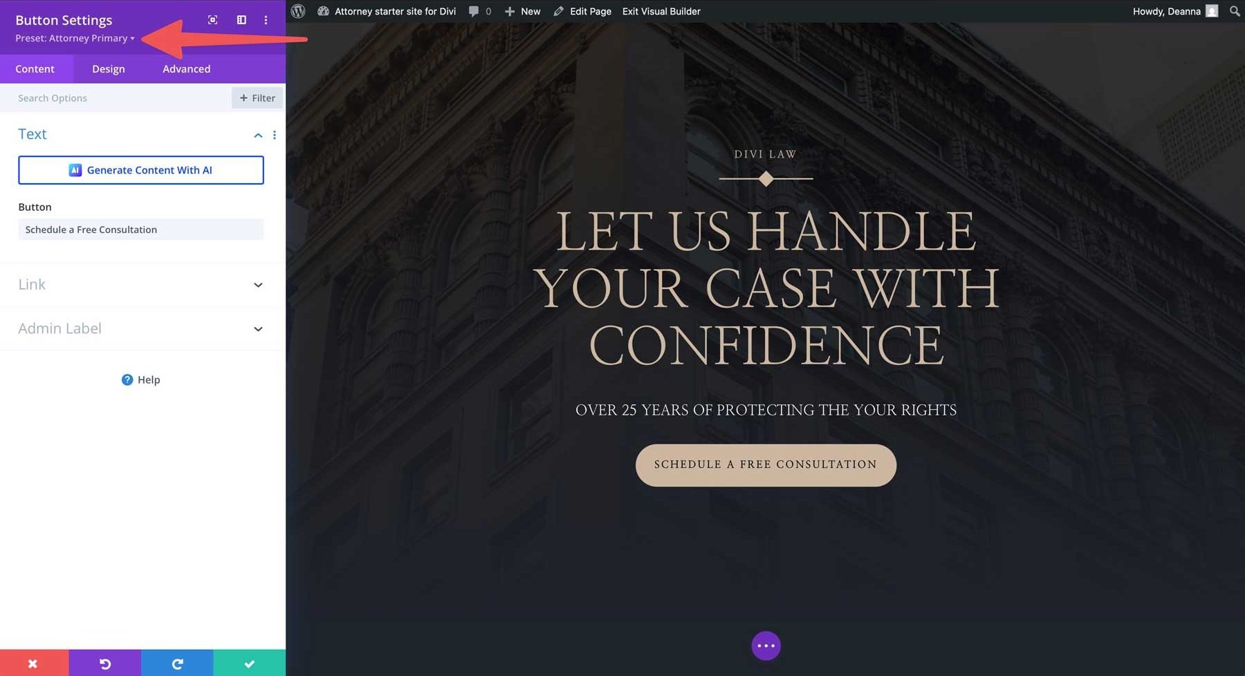 Avocat Starter Site pentru Divi