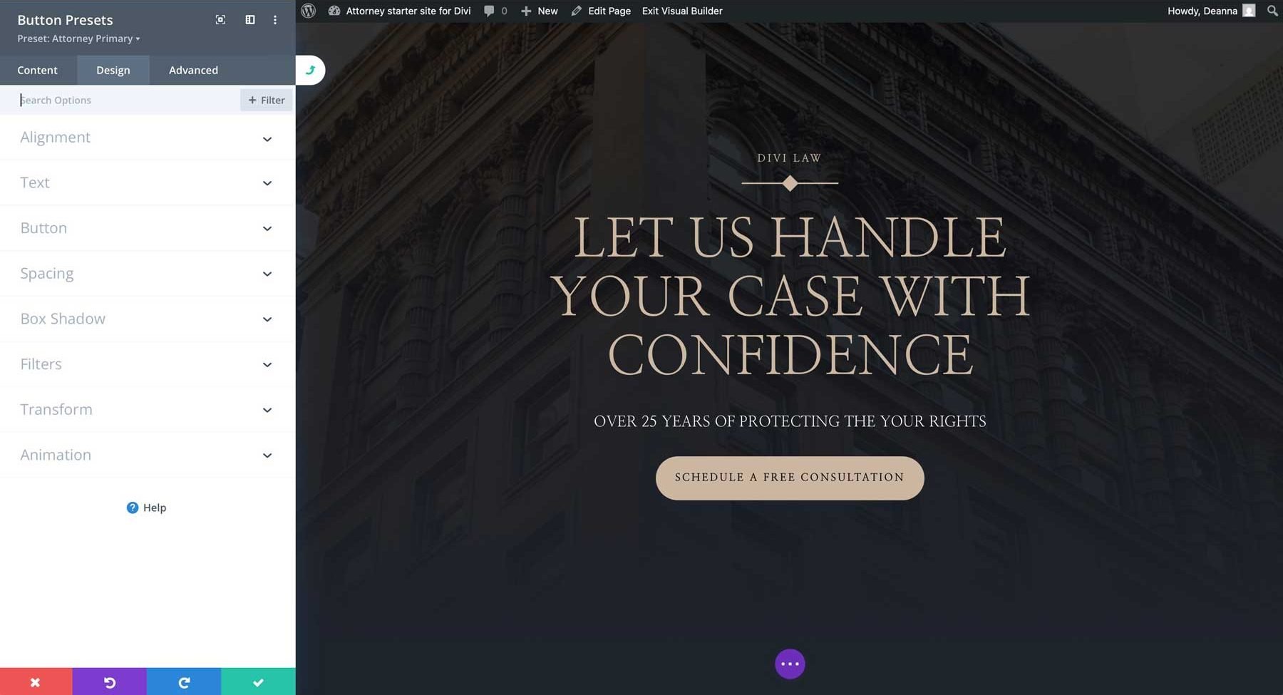 Avocat Starter Site pentru Divi