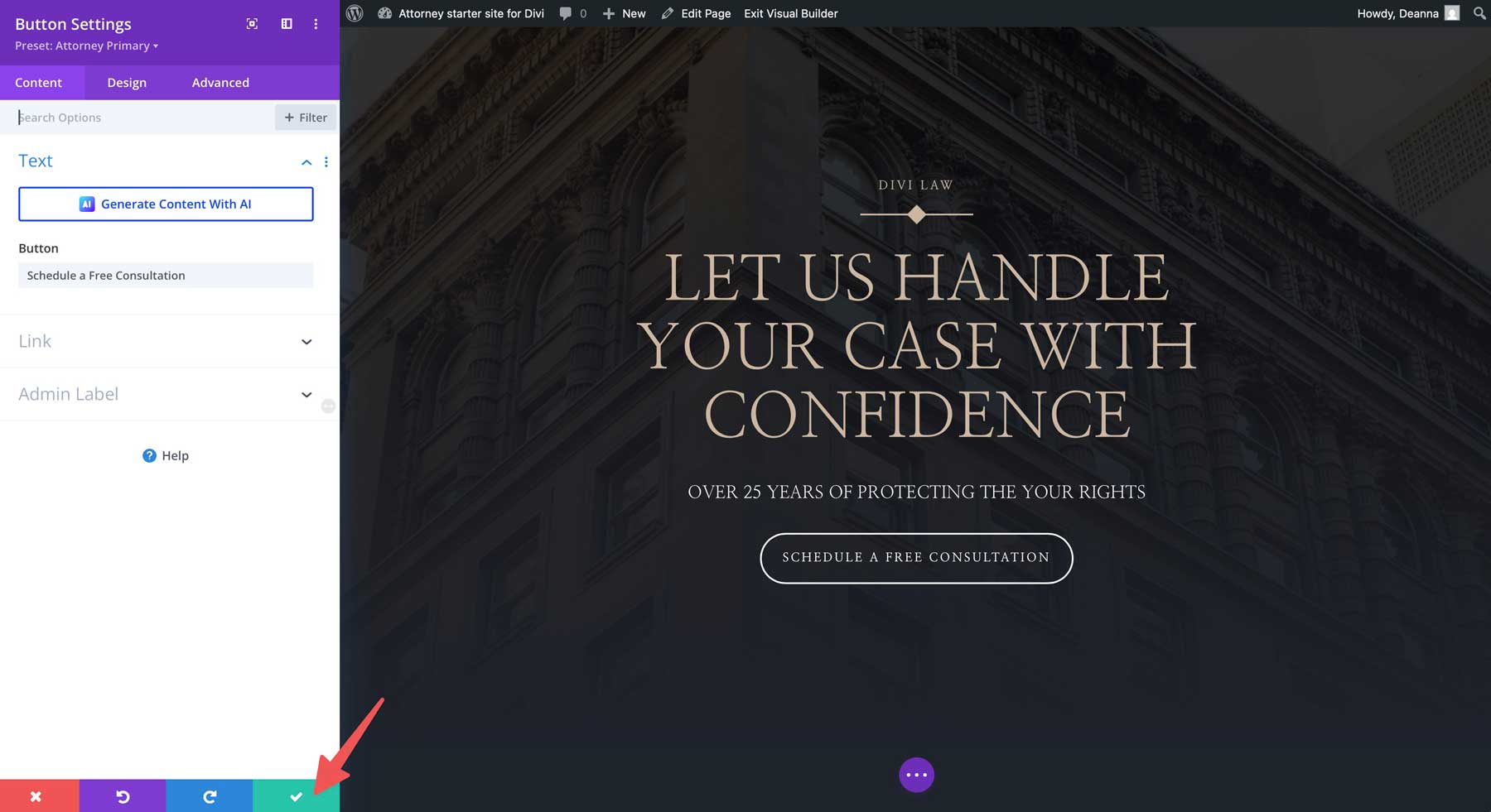 Avocat Starter Site pentru Divi