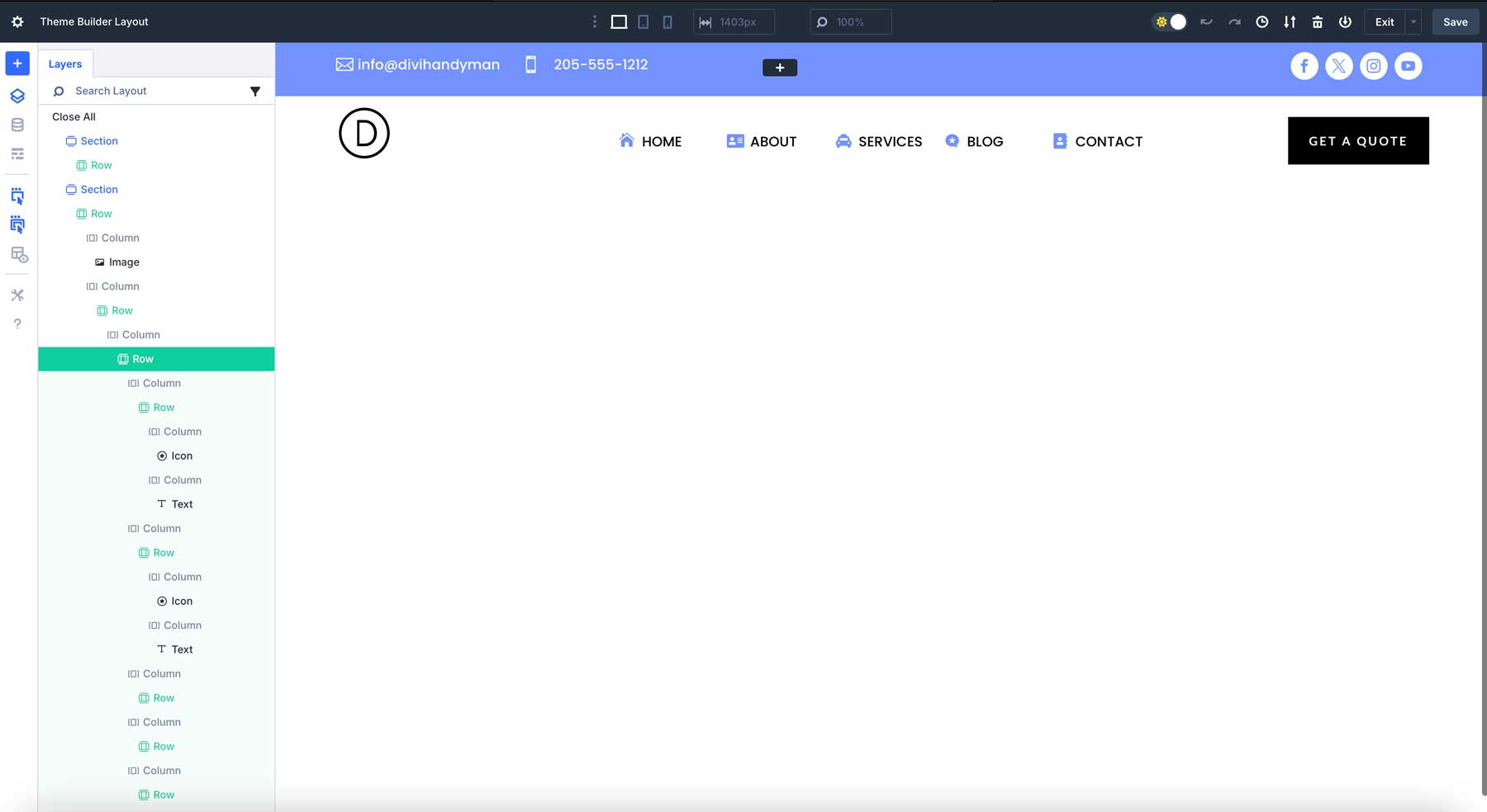 verschachtelte Reihen in Divi 5