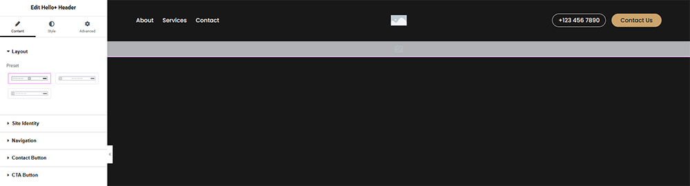 Widget di intestazione